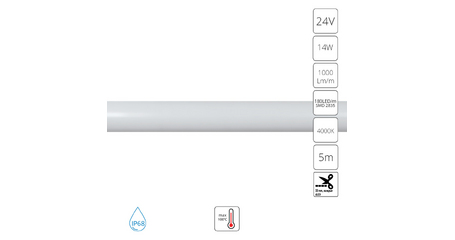 Гибкий влагозащищенный неон Arte Lamp Neon Termo 24V 14W/m 4000K 5m IP68 A2418013-02-4K