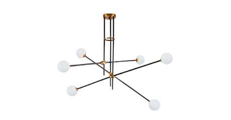 Люстра на штанге Delight Collection Bistro Globe 9389P/6 black/gold
