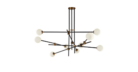 Люстра на штанге Delight Collection Bistro Globe 9389P/9 black/gold