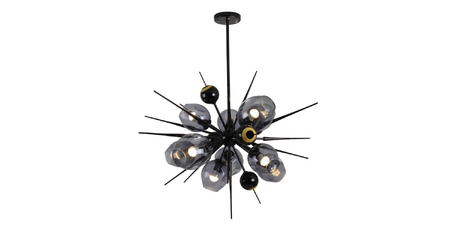 Люстра на штанге Delight Collection Burst 9720P-10S black/smoky