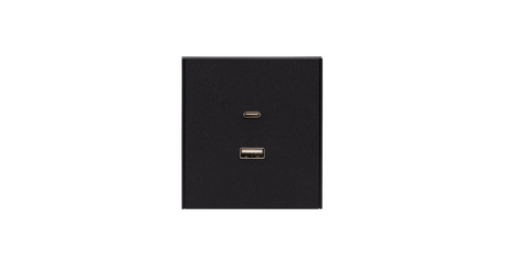 Розетка STRONG USB-A+Type-C 3А с функцией быстрой зарядки антрацит KRANZ KR-78-0734-5