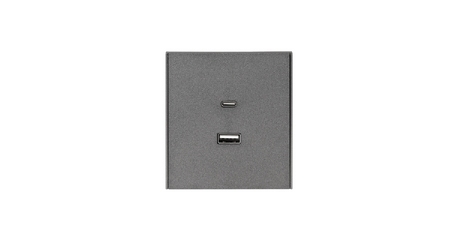 Розетка STRONG USB-A+Type-C 3А с функцией быстрой зарядки графит KRANZ KR-78-0734-6