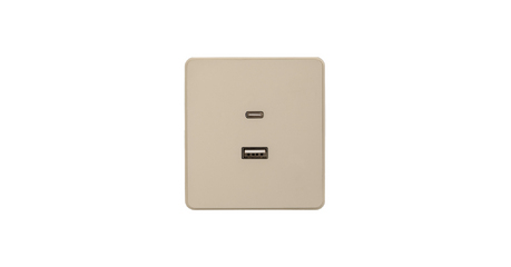 Розетка ROUND USB-A+Type-C 3А с функцией быстрой зарядки шелк KRANZ KR-78-0734-7