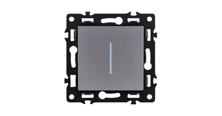 Выключатель 1-клавишный 10А/250В с LED подсветкой, серый Kollinger Asthetik AS-007GY