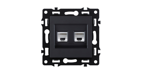 Розетка двойная Ethernet RJ45 Cat.6, черный Kollinger Asthetik AS-018BK