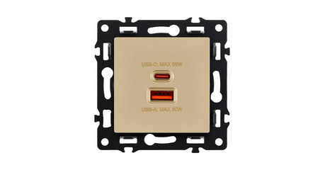 Розетка USB A+C 65W, золотой Kollinger Asthetik AS-024GD