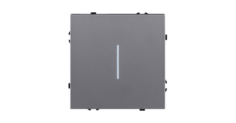Выключатель кнопочный 1-клавишный 10А/250В с LED подсветкой, серый Kollinger Eclipse EC-012GY