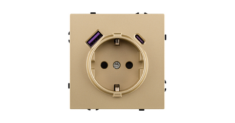 Розетка штепсельная SCHUKO 16A/250 В с USB A+C 20W, золотой Kollinger Eclipse EC-016GD
