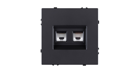 Розетка двойная Ethernet RJ45 Cat.6, черный матовый Kollinger Eclipse EC-018BK