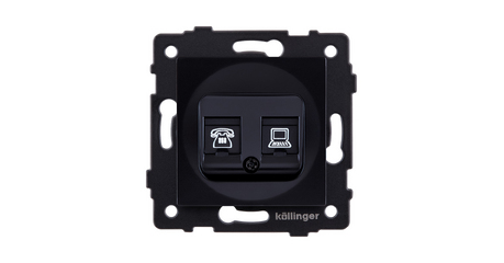 Розетка двойная RJ11 + RJ45 Cat.6, черный Kollinger REA-011BK для Aspekt, Eleganz, Reflex