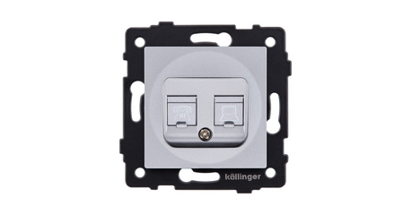 Розетка двойная RJ11 + RJ45 Cat.6, серый Kollinger REA-011GY для Aspekt, Eleganz, Reflex