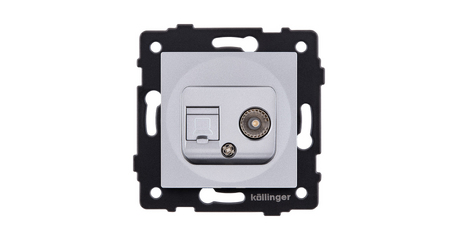 Розетка двойная TV (мама) + RJ45 Cat.6, серый Kollinger REA-012GY для Aspekt, Eleganz, Reflex