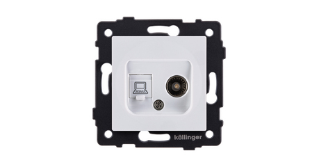 Розетка двойная TV (мама) + RJ45 Cat.6, белый Kollinger REA-012WH для Aspekt, Eleganz, Reflex