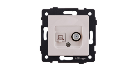 Розетка двойная спутниковая SAT + RJ45 Cat.6, кашемир матовый Kollinger REA-014CM для Aspekt, Eleganz, Reflex