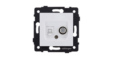 Розетка двойная спутниковая SAT + RJ45 Cat.6, белый матовый Kollinger REA-014WM для Aspekt, Eleganz, Reflex