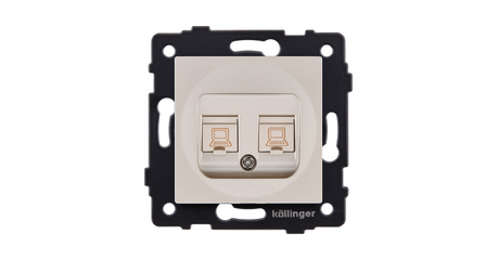 Розетка двойная Ethernet RJ45 Cat.5, золотой Kollinger REA-015GD для Aspekt, Eleganz, Reflex