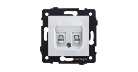 Розетка двойная Ethernet RJ45 Cat.5, белый Kollinger REA-015WH для Aspekt, Eleganz, Reflex