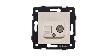 Розетка двойная TV (мама) + RJ45 Cat.6, золотой Kollinger REA-021GD для Aspekt, Eleganz, Reflex