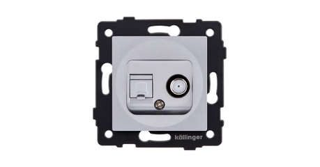 Розетка двойная спутниковая SAT + RJ45 Cat.6, серый Kollinger REA-022GY для Aspekt, Eleganz, Reflex