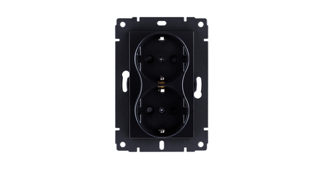 Розетка штепсельная SCHUKO двойная 16A/250 В, черный Kollinger REA-032BK для Aspekt, Eleganz, Reflex
