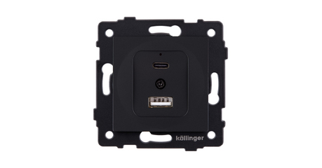 Розетка USB A+C 20W, черный матовый Kollinger REA-037BM для Aspekt, Eleganz, Reflex