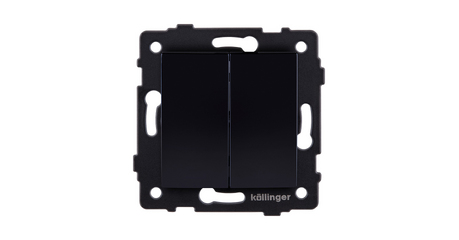 Выключатель 2-клавишный 10А/250В, изогнутый, черный Kollinger REA-R-007BK для Aspekt, Eleganz, Reflex