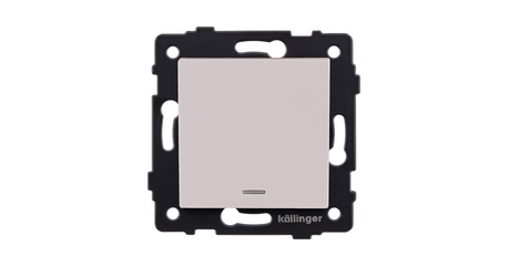 Выключатель 1-клавишный 10А/250В с LED подсветкой, кашемир матовый Kollinger REA-S-002CM для Aspekt, Eleganz, Reflex