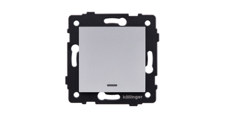 Выключатель 1-клавишный 10А/250В с LED подсветкой, серый Kollinger REA-S-002GY для Aspekt, Eleganz, Reflex