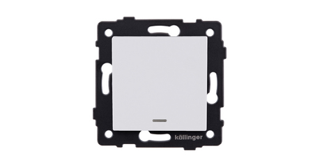 Выключатель 1-клавишный 10А/250В с LED подсветкой, белый матовый Kollinger REA-S-002WM для Aspekt, Eleganz, Reflex