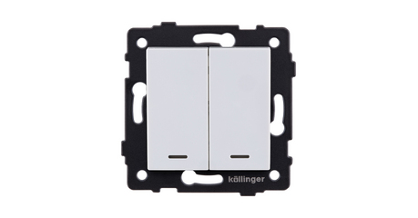 Выключатель 2-клавишный 10А/250В с LED подсветкой, белый Kollinger REA-S-008WH для Aspekt, Eleganz, Reflex