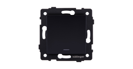Выключатель кнопочный 1-клавишный 10А/250В с LED подсветкой, черный Kollinger REA-S-013BK для Aspekt, Eleganz, Reflex
