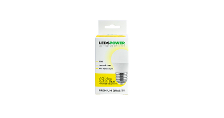 Светодиодная лампа LEDS POWER G45 E27 6Вт 3000К 006758
