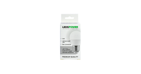 Светодиодная лампа LEDS POWER G45 E27 6Вт 4000К 006765