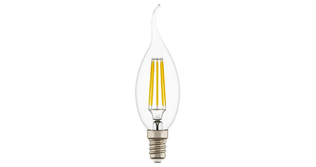 Лампа светодиодная филаментная Lightstar LED Filament Е14 6W 4000K свеча на ветру прозрачная 933604