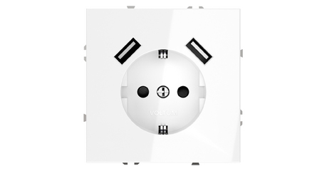 Розетка с USB, А+А Voltum S70 VLS040401 (белый глянцевы