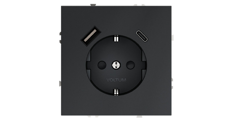 Розетка с USB, A+C Voltum S70 VLS040507 (графит)